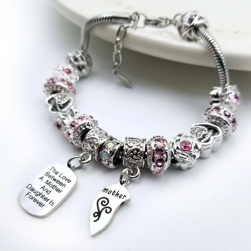 1 Pair Mother Daughter Hearts Love Charm Fits Snake Chains Brand Charm  Bracelets - Sexy Sparkles Fashion Jewelry